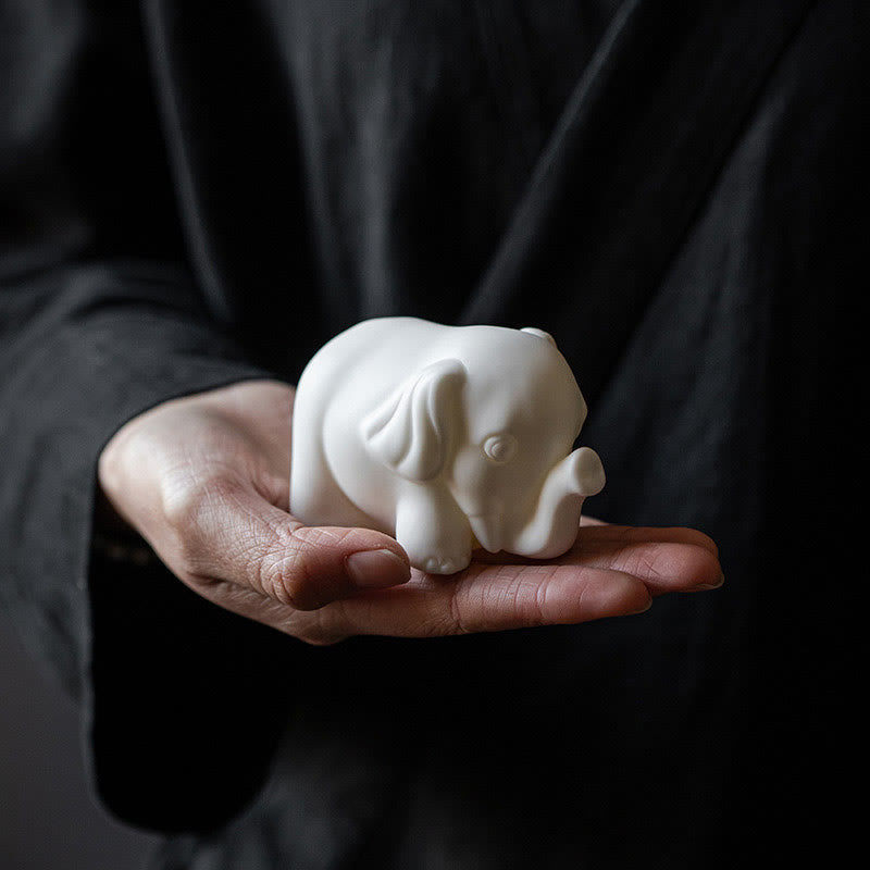Statua di elefante piccolo Buddha Stones porcellana bianca ceramica forza decorazione scrivania casa