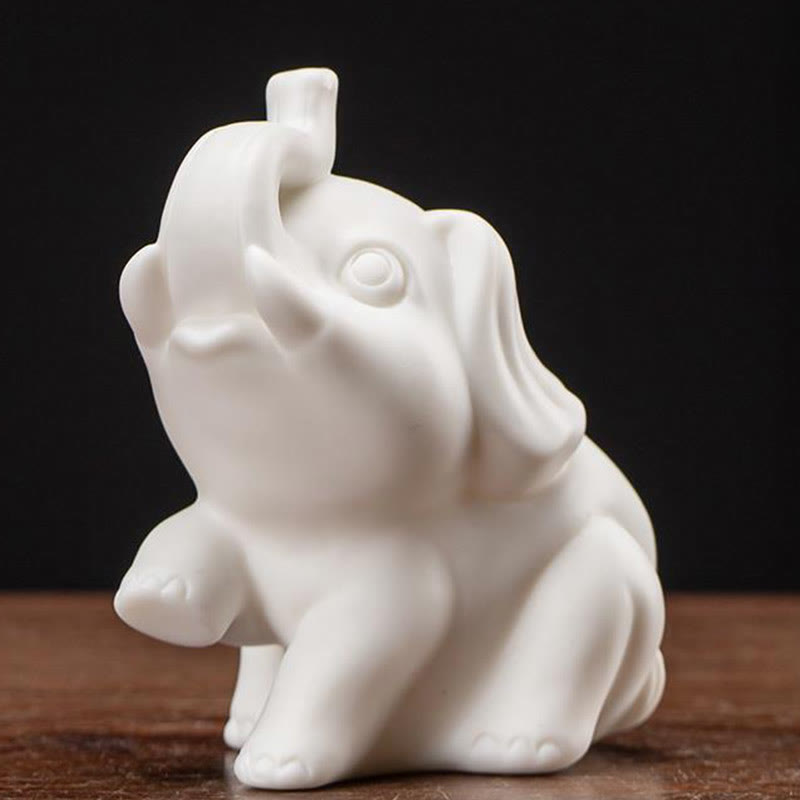 Statua di elefante piccolo Buddha Stones porcellana bianca ceramica forza decorazione scrivania casa
