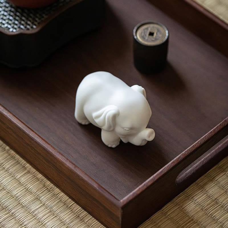 Statua di elefante piccolo Buddha Stones porcellana bianca ceramica forza decorazione scrivania casa