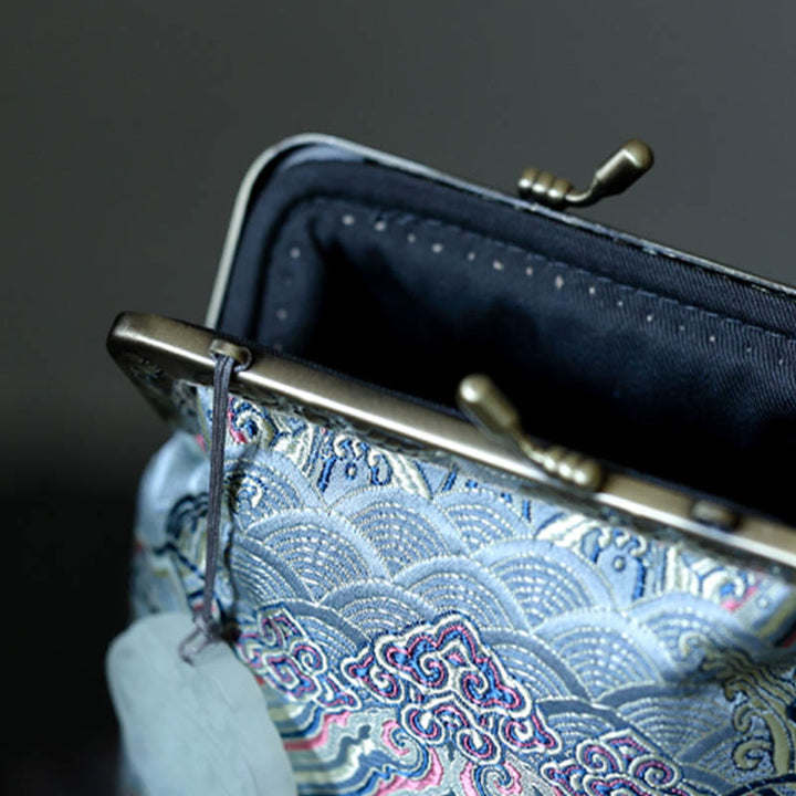 Borsa a tracolla con catena in metallo e onde blu dell'oceano, borsa a tracolla per cellulare, Buddha Stones