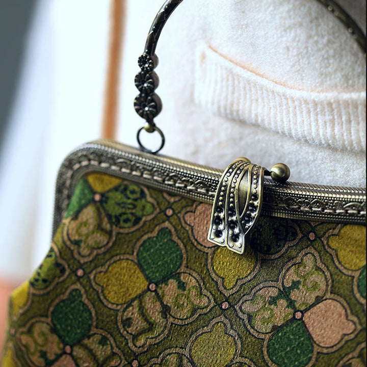 Borsa a mano Buddha Stones verdi, borsa a tracolla con catena in metallo, borsa a tracolla, borsa per cellulare