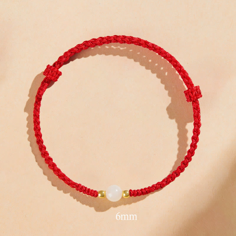Bracciale intrecciato con perline di giada rotonde fatte a mano con Buddha Stones e portafortuna