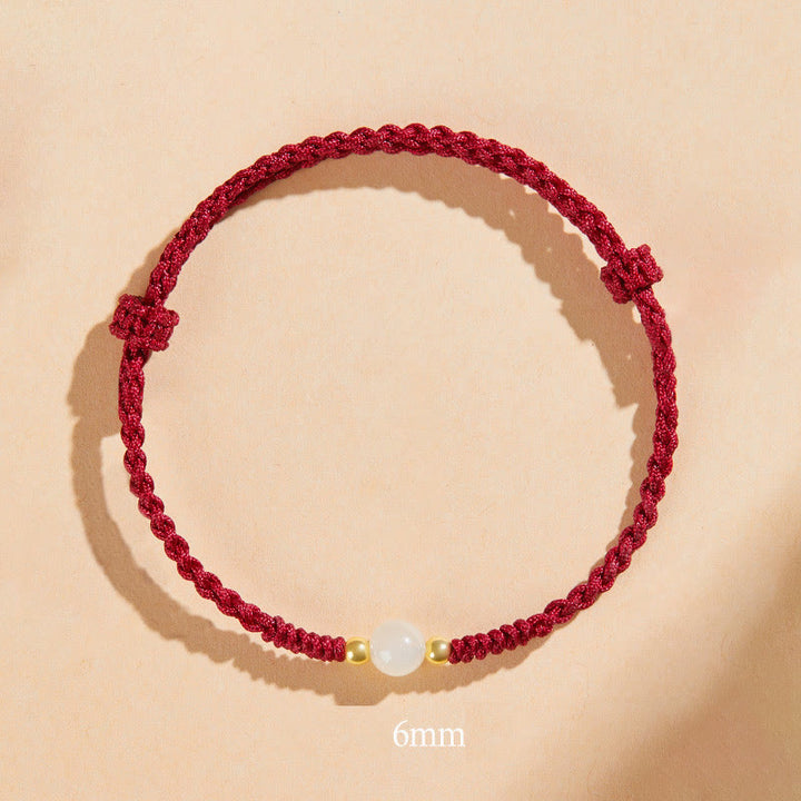Bracciale intrecciato con perline di giada rotonde fatte a mano con Buddha Stones e portafortuna