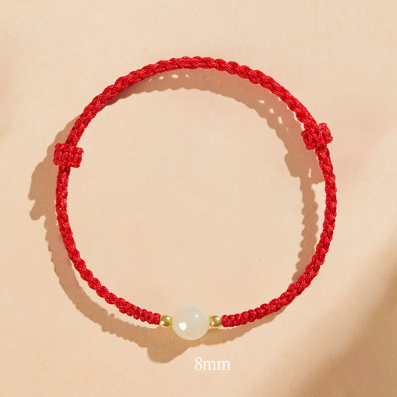Bracciale intrecciato con perline di giada rotonde fatte a mano con Buddha Stones e portafortuna