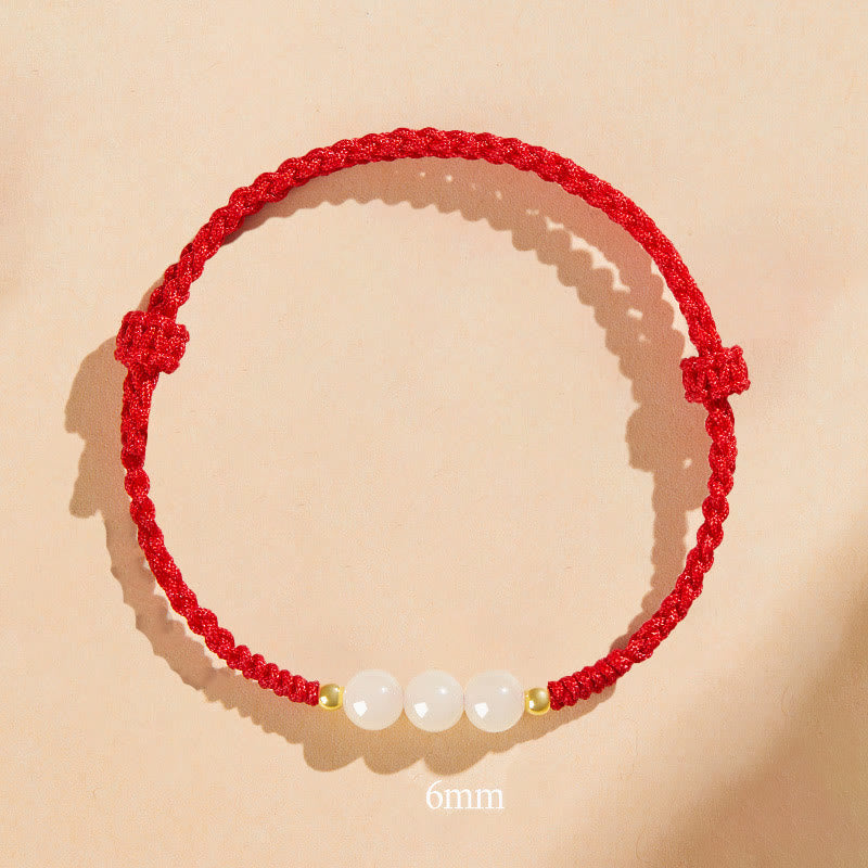 Bracciale intrecciato con perline di giada rotonde fatte a mano con Buddha Stones e portafortuna