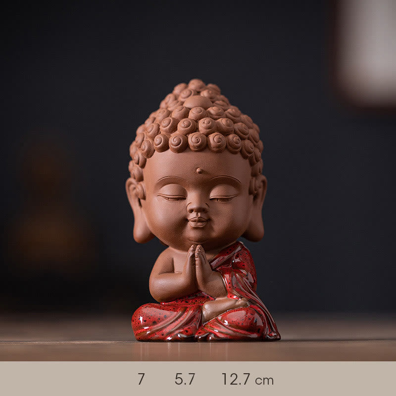 Buddha Stones Mini Gautama Buddha Sakyamuni Kwan Yin Avalokitesvara Ksitigarbha Serenity Decorazione da scrivania in ceramica