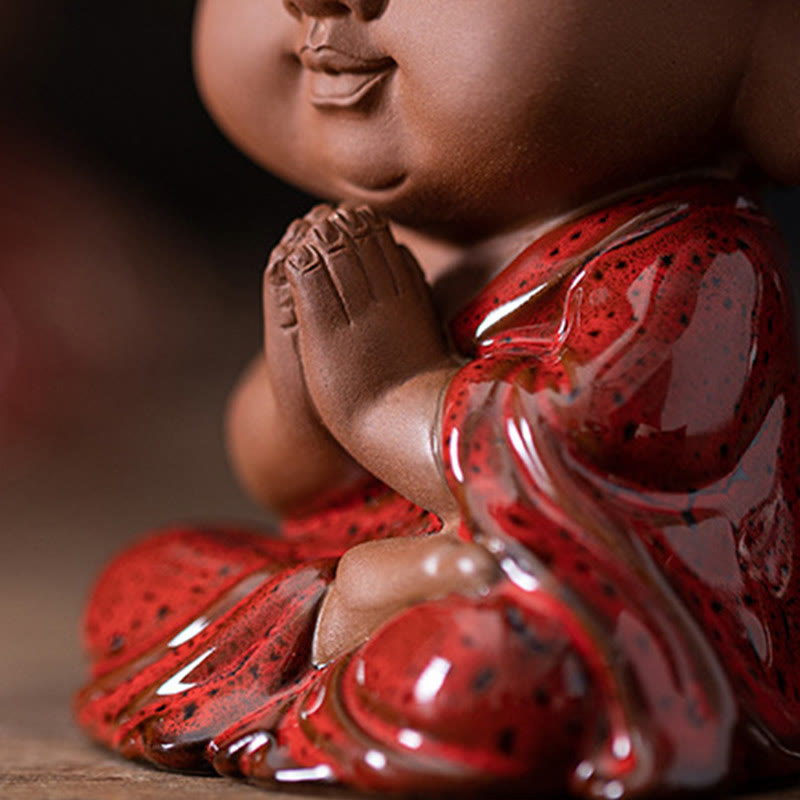 Buddha Stones Mini Gautama Buddha Sakyamuni Kwan Yin Avalokitesvara Ksitigarbha Serenity Decorazione da scrivania in ceramica
