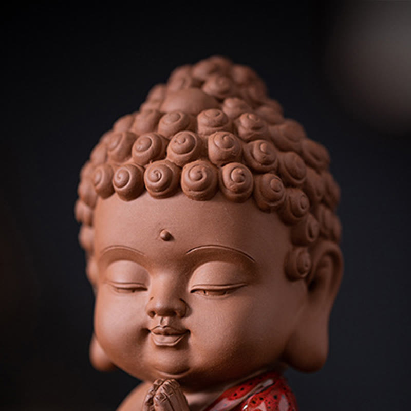 Buddha Stones Mini Gautama Buddha Sakyamuni Kwan Yin Avalokitesvara Ksitigarbha Serenity Decorazione da scrivania in ceramica