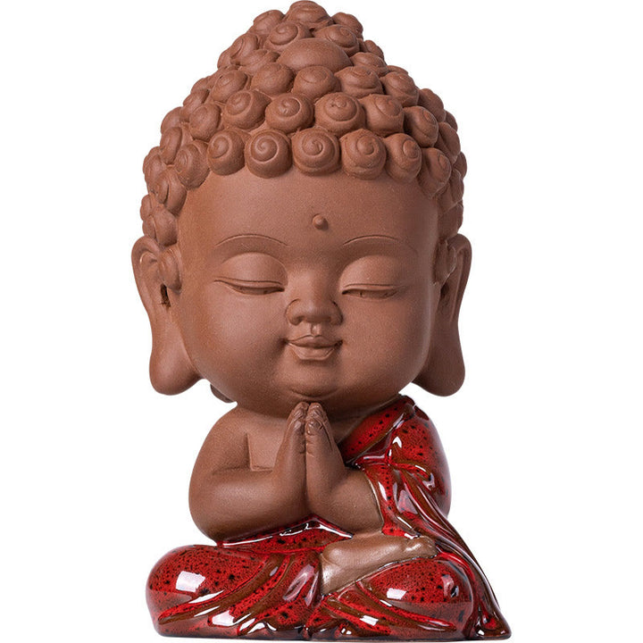 Buddha Stones Mini Gautama Buddha Sakyamuni Kwan Yin Avalokitesvara Ksitigarbha Serenity Decorazione da scrivania in ceramica