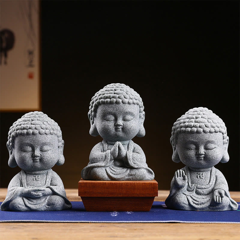 Buddha Stones Meditazione Preghiera del Buddha Compassione Serenità Decorazione della casa - 3 pezzi di Buddha - image 0