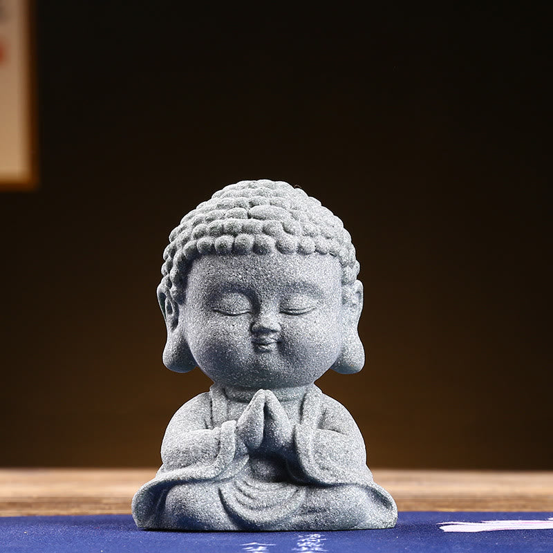 Buddha Stones Meditazione Preghiera del Buddha Compassione Serenità Decorazione della casa - Buddha in preghiera 6,7*4,5*9,5 cm - image 1