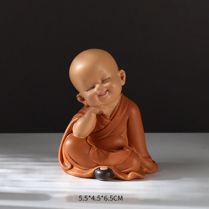 Buddha Stones Piccole Mini Meditazione Monaco Prega Serenità Resina Decorazione per la casa - Monaco pensante 5,5*4,5*6,5 cm - image 5