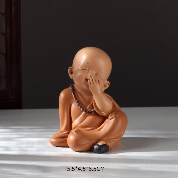 Buddha Stones Piccole Mini Meditazione Monaco Prega Serenità Resina Decorazione per la casa - Monaco che copre la bocca 5,5*4,5*6,5 cm - image 12