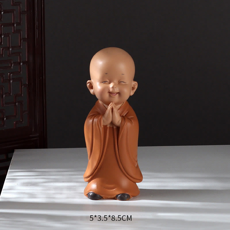 Buddha Stones Piccole Mini Meditazione Monaco Prega Serenità Resina Decorazione per la casa - Monaco in piedi 5,5*3,5*8,5 cm - image 13