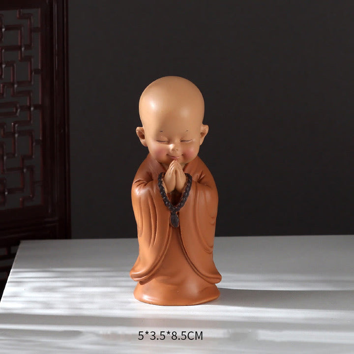Buddha Stones Piccole Mini Meditazione Monaco Prega Serenità Resina Decorazione per la casa - Monaco in preghiera con la testa china 5,5*3,5*8,5 cm - image 18