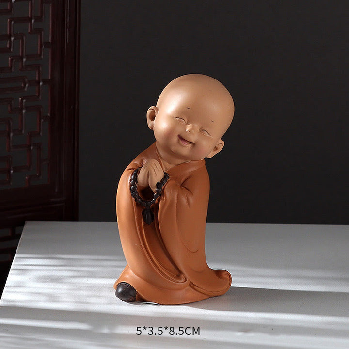 Buddha Stones Piccole Mini Meditazione Monaco Prega Serenità Resina Decorazione per la casa - Monaco che batte le mani 5,5*3,5*8,5 cm - image 21
