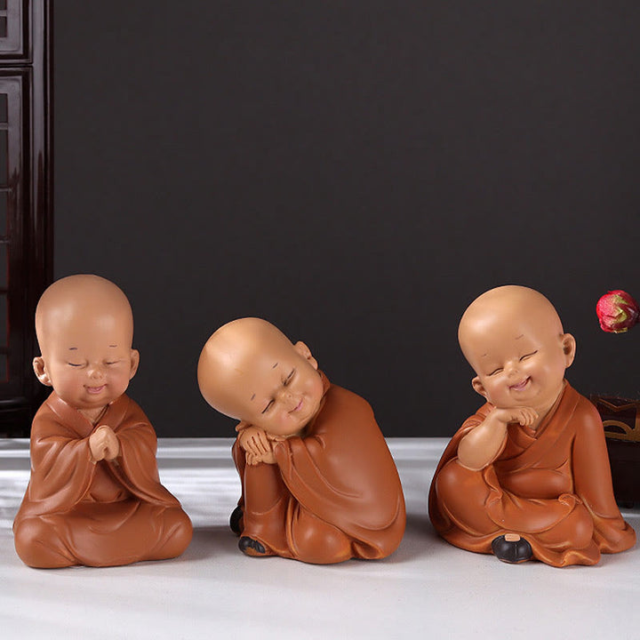 Buddha Stones Piccole Mini Meditazione Monaco Prega Serenità Resina Decorazione per la casa - image 3
