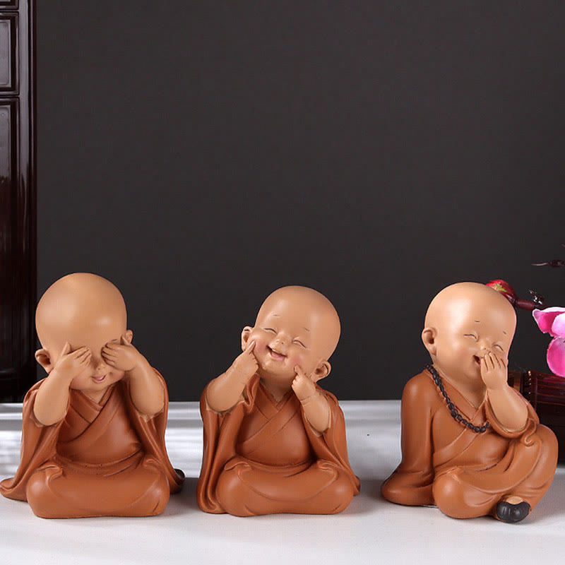 Buddha Stones Piccole Mini Meditazione Monaco Prega Serenità Resina Decorazione per la casa