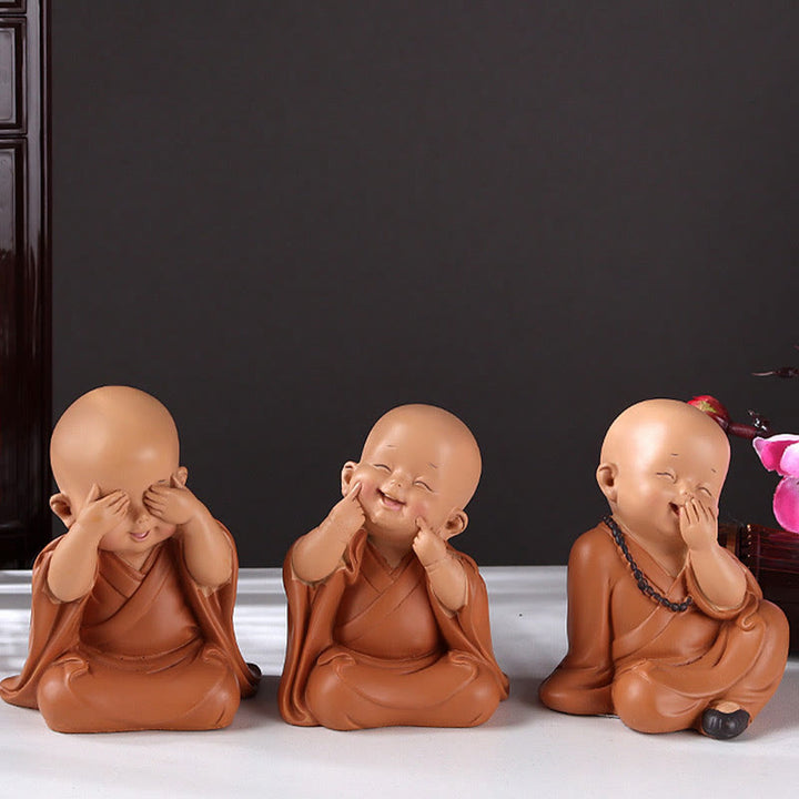 Buddha Stones Piccole Mini Meditazione Monaco Prega Serenità Resina Decorazione per la casa