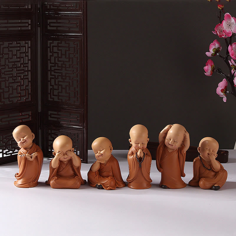 Buddha Stones Piccole Mini Meditazione Monaco Prega Serenità Resina Decorazione per la casa