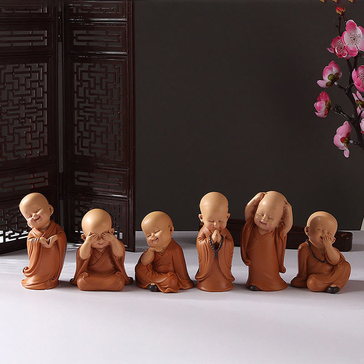 Buddha Stones Piccole Mini Meditazione Monaco Prega Serenità Resina Decorazione per la casa