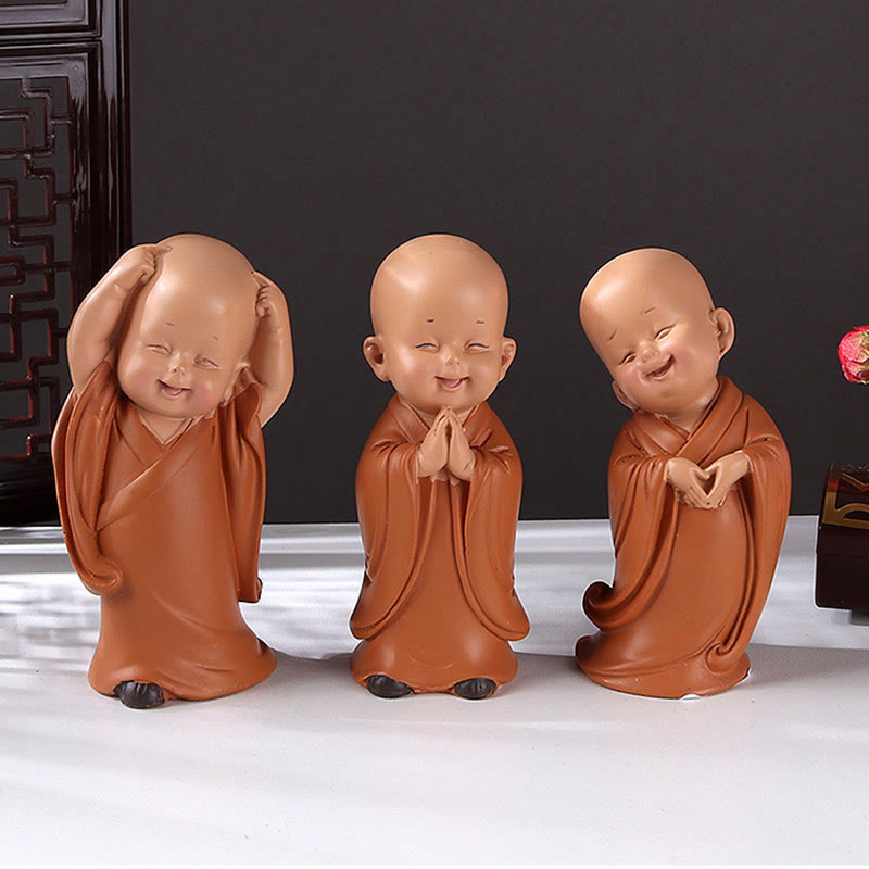Buddha Stones Piccole Mini Meditazione Monaco Prega Serenità Resina Decorazione per la casa