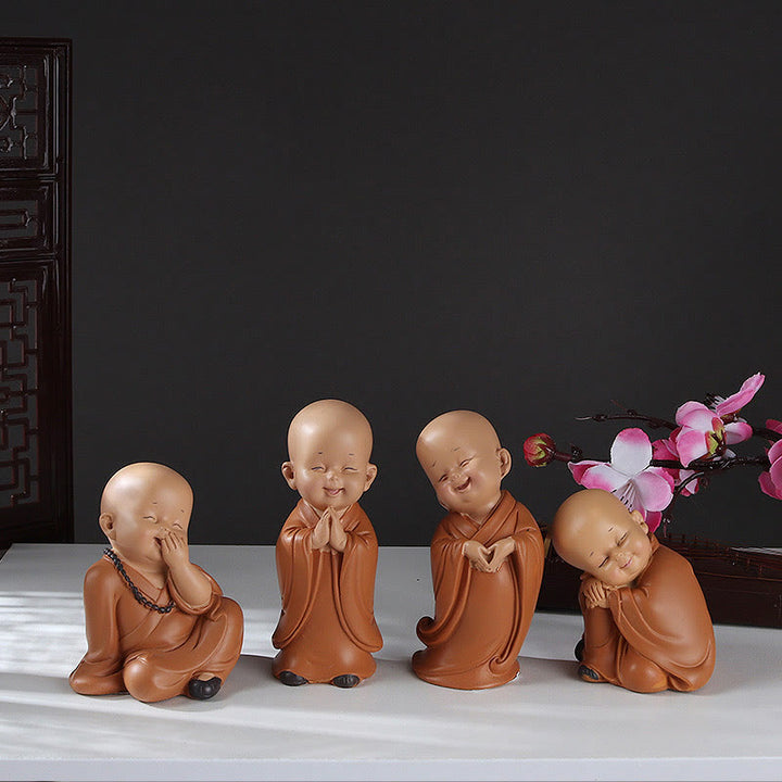 Buddha Stones Piccole Mini Meditazione Monaco Prega Serenità Resina Decorazione per la casa - image 1