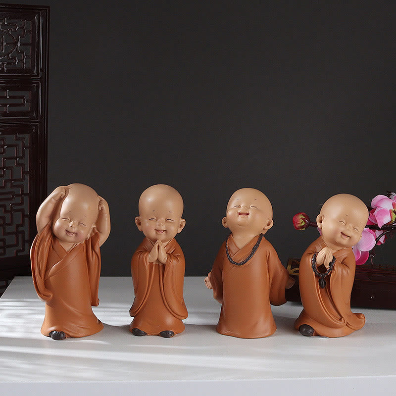 Buddha Stones Piccole Mini Meditazione Monaco Prega Serenità Resina Decorazione per la casa