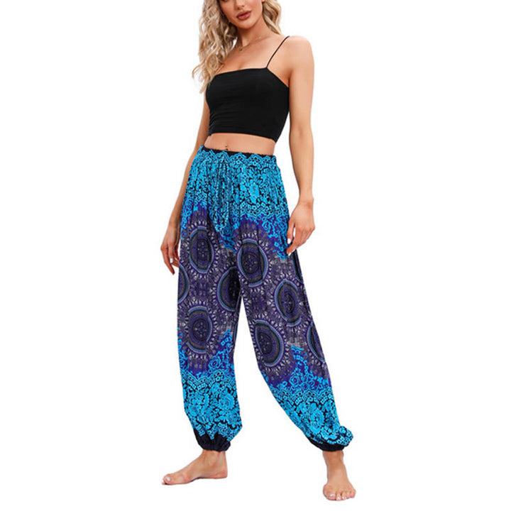 Pantaloni harem casual larghi con motivo a bussola Buddha Stones da donna Pantaloni da yoga