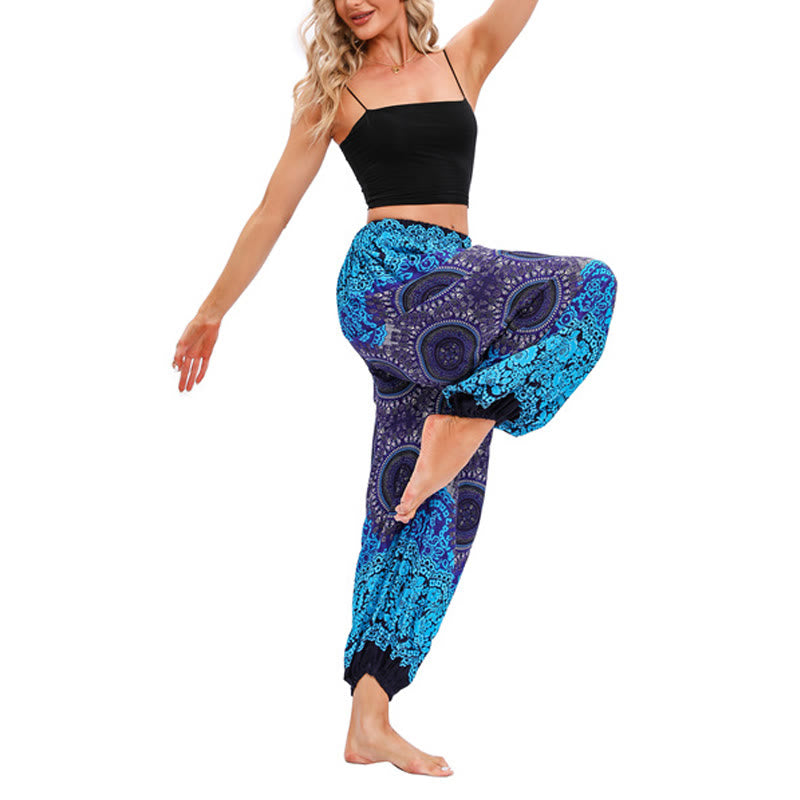 Pantaloni harem casual larghi con motivo a bussola Buddha Stones da donna Pantaloni da yoga