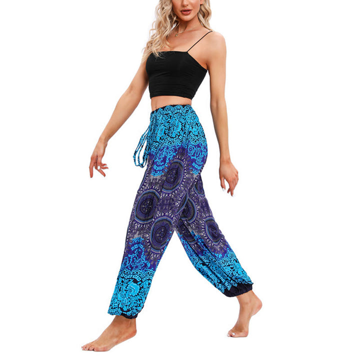 Pantaloni harem casual larghi con motivo a bussola Buddha Stones da donna Pantaloni da yoga