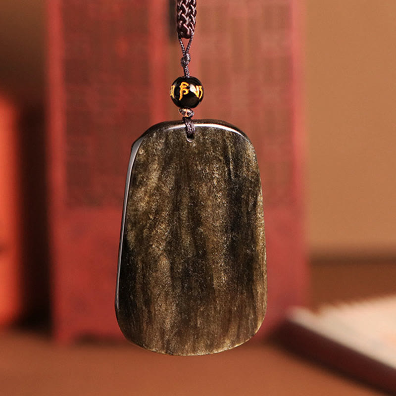 Buddha Stones Oro Lucentezza Ossidiana Tre Capre Portano Buona Fortuna Modello Ricchezza Collana Pendente