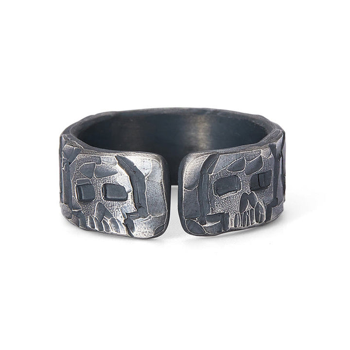 Anello di benedizione fatto a mano con motivo scheletrico in argento sterling 999 Buddha Stones - image 3