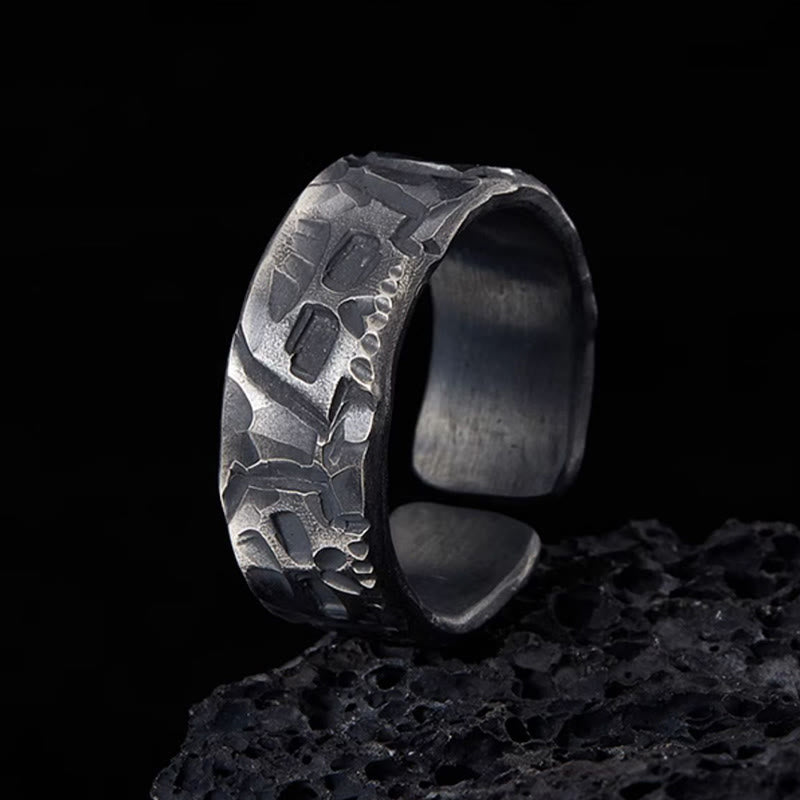 Anello di benedizione fatto a mano con motivo scheletrico in argento sterling 999 Buddha Stones - image 1