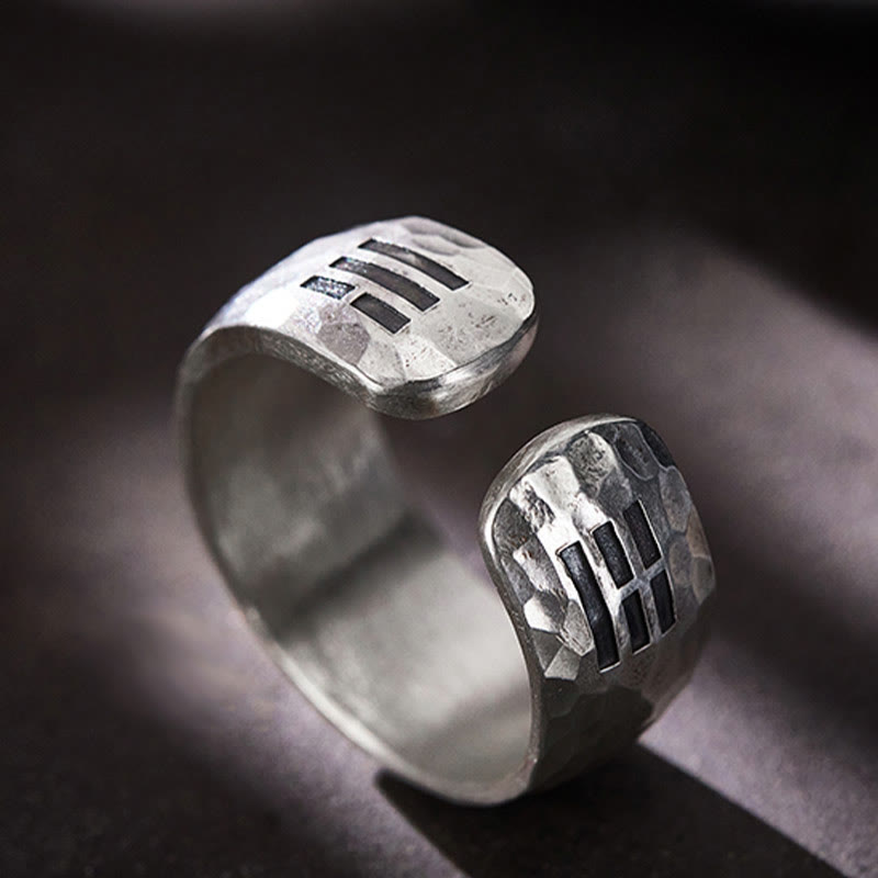 Anello regolabile con simbolo Yin Yang Bagua in argento sterling 999 fatto a mano Buddha Stones - image 1