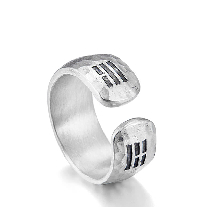 Anello regolabile con simbolo Yin Yang Bagua in argento sterling 999 fatto a mano Buddha Stones