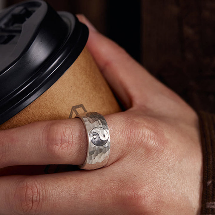 Anello regolabile con simbolo Yin Yang Bagua in argento sterling 999 fatto a mano Buddha Stones - image 3