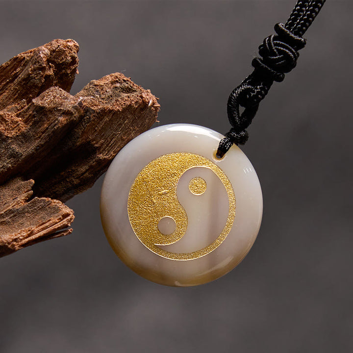Buddha Stones Vari cristalli Ametista Occhio di tigre Avventurina verde Yin Yang Collana pendente spirituale