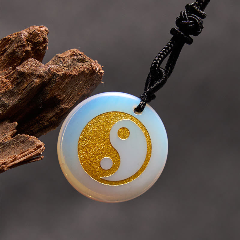 Buddha Stones Vari cristalli Ametista Occhio di tigre Avventurina verde Yin Yang Collana pendente spirituale