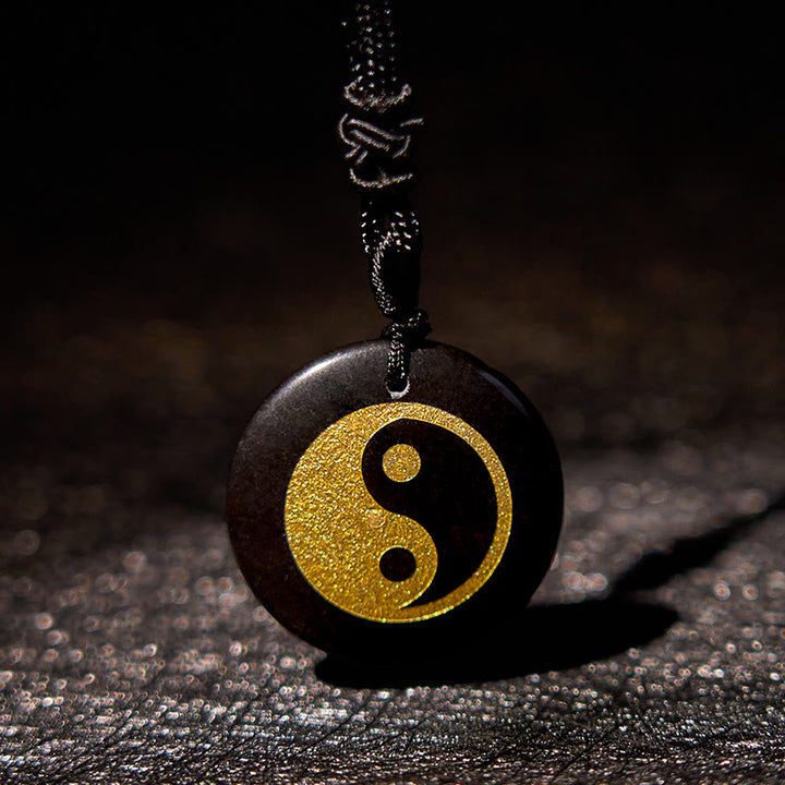Buddha Stones Vari cristalli Ametista Occhio di tigre Avventurina verde Yin Yang Collana pendente spirituale