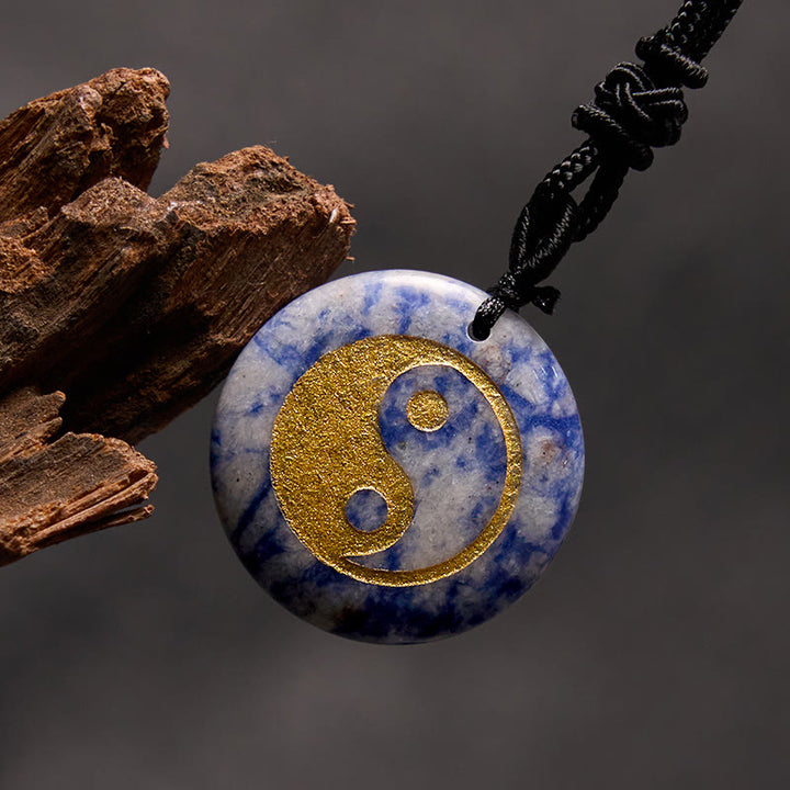 Buddha Stones Vari cristalli Ametista Occhio di tigre Avventurina verde Yin Yang Collana pendente spirituale