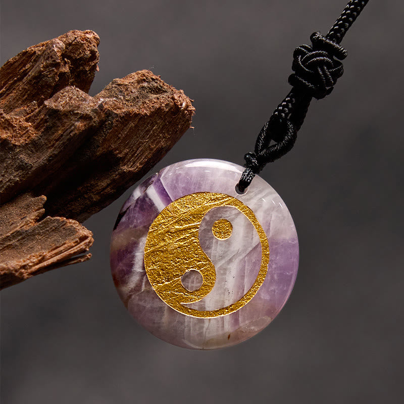 Buddha Stones Vari cristalli Ametista Occhio di tigre Avventurina verde Yin Yang Collana pendente spirituale