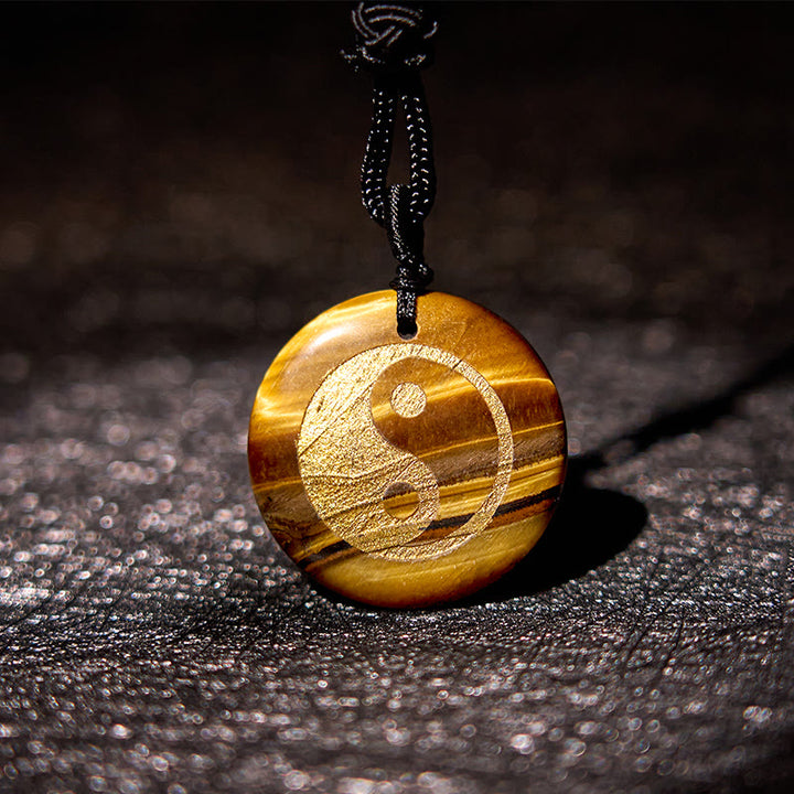 Buddha Stones Vari cristalli Ametista Occhio di tigre Avventurina verde Yin Yang Collana pendente spirituale