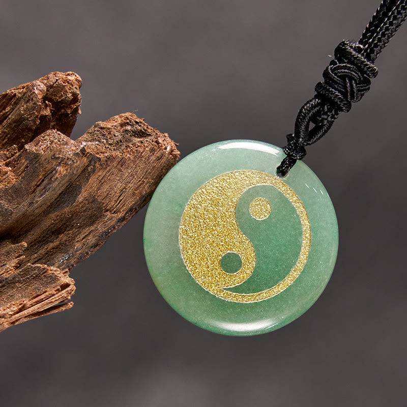 Buddha Stones Vari cristalli Ametista Occhio di tigre Avventurina verde Yin Yang Collana pendente spirituale - Avventurina verde - image 1