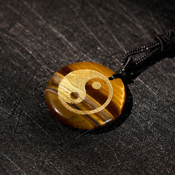 Buddha Stones Vari cristalli Ametista Occhio di tigre Avventurina verde Yin Yang Collana pendente spirituale