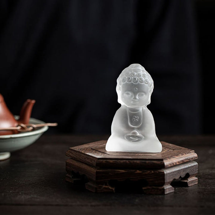 Decorazione da scrivania Buddha Stones Mini Tathagata Buddha Liuli Serenity - Buddha Liuli 5,3*4*8,5 cm - image 0