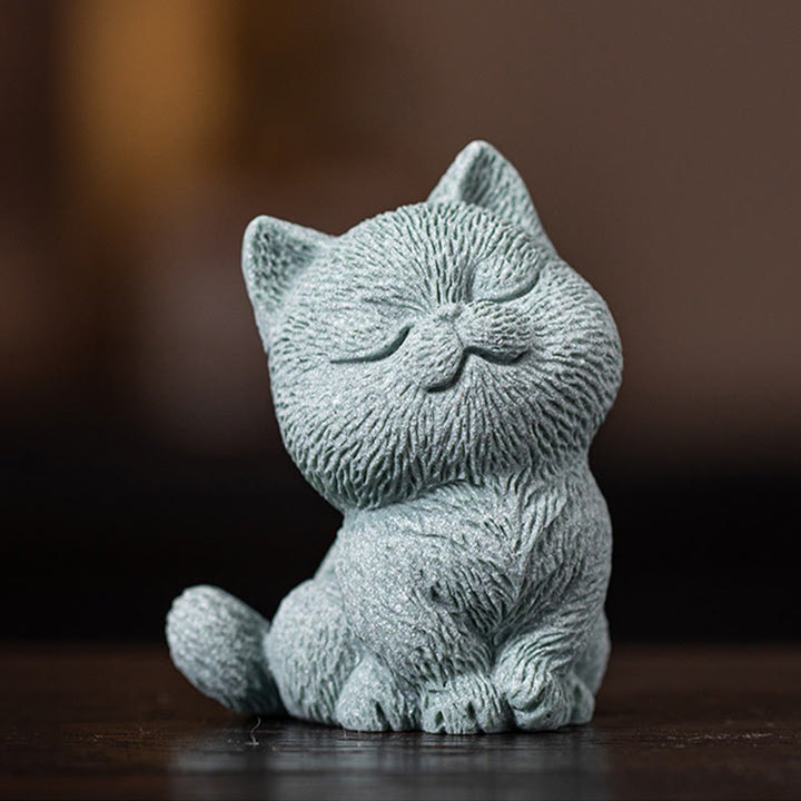 Buddha Stones Piccolo Gatto Casa Tè Animale Domestico Figurina Decorazione Scrivania - image 4