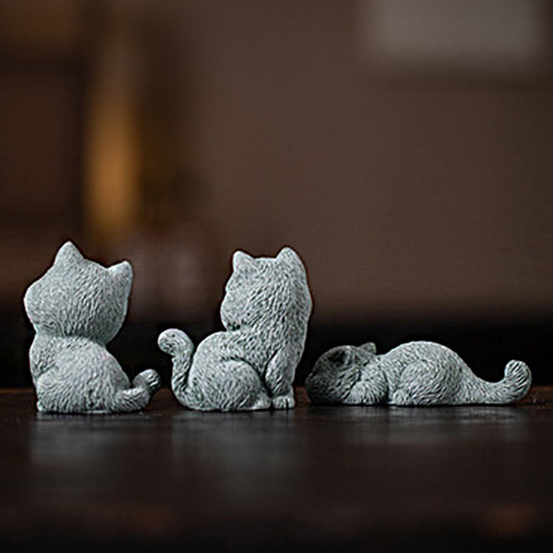 Buddha Stones Piccolo Gatto Casa Tè Animale Domestico Figurina Decorazione Scrivania - image 3