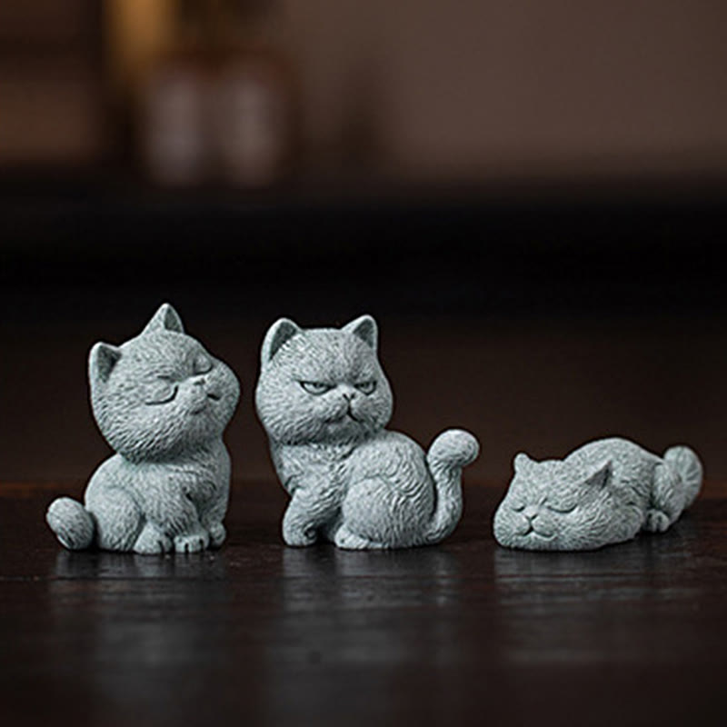 Buddha Stones Piccolo Gatto Casa Tè Animale Domestico Figurina Decorazione Scrivania - image 2