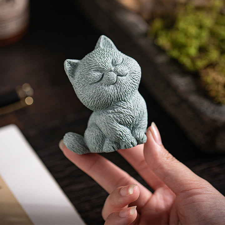 Buddha Stones Piccolo Gatto Casa Tè Animale Domestico Figurina Decorazione Scrivania - image 5